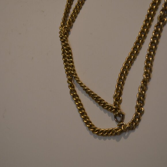 Unisex Necklace Double Chain Thick Mix Media Metal Golden Bronze Beads Red Blue - Picture 4 of 4